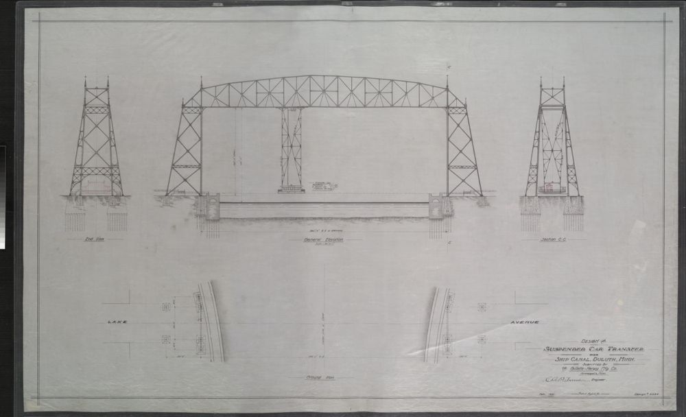 puente transbordador en EEUU. Puente transbordador en Duluth, EEUU. Transporter bridge in USA