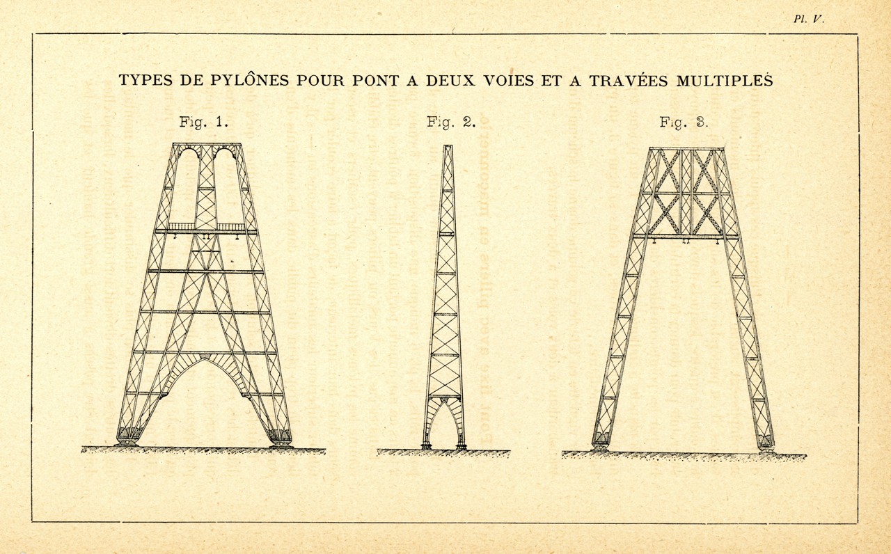 «Types de pylônes pour pont a deux voies et a travées multiples» / «NOTICE SUR LE PONT A TRANSBORDEÜR…» Colección Joaquín Cárcamo.