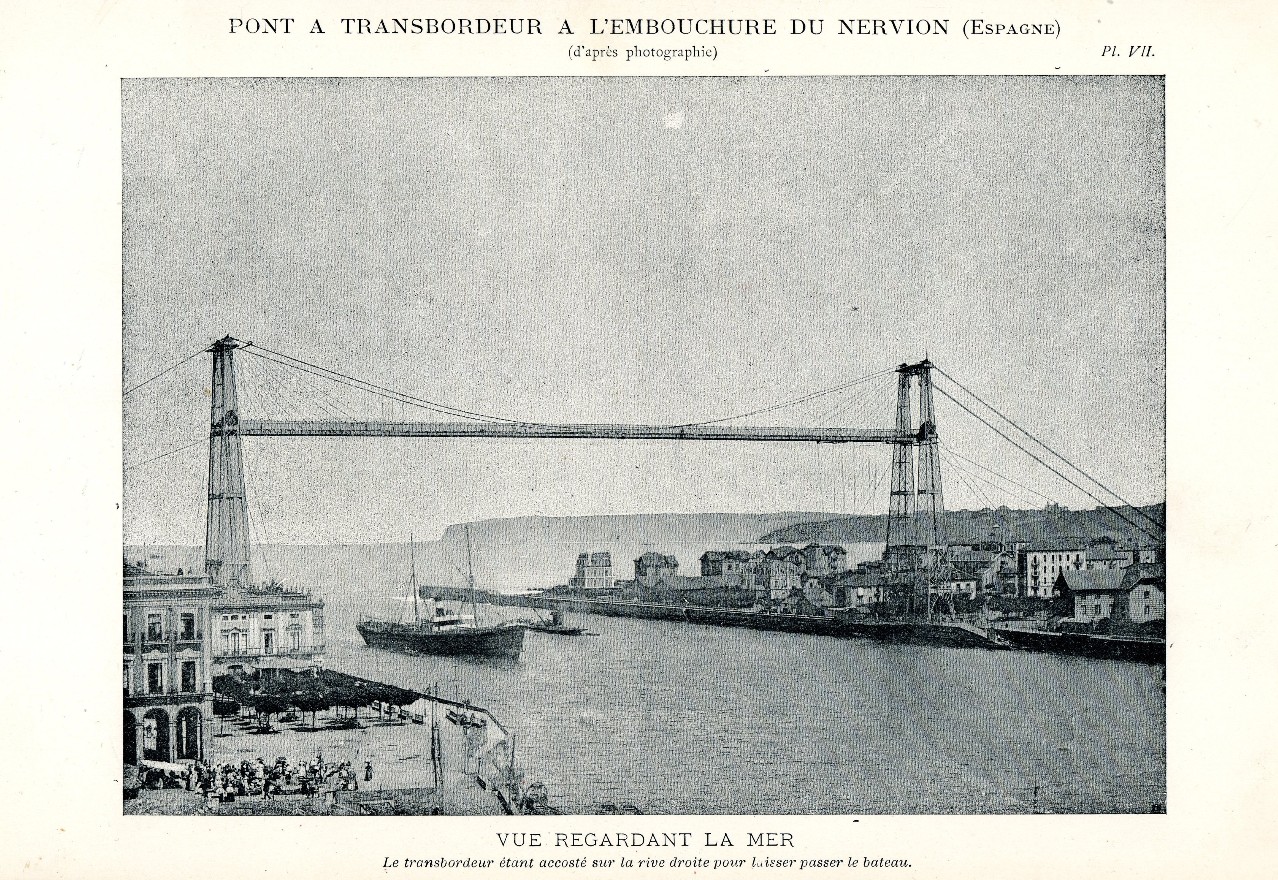 «Pont a transbordeur a l’lembouchure du Nervion (Espagne)» / «NOTICE SUR LE PONT A TRANSBORDEÜR…» Colección Joaquín Cárcamo.