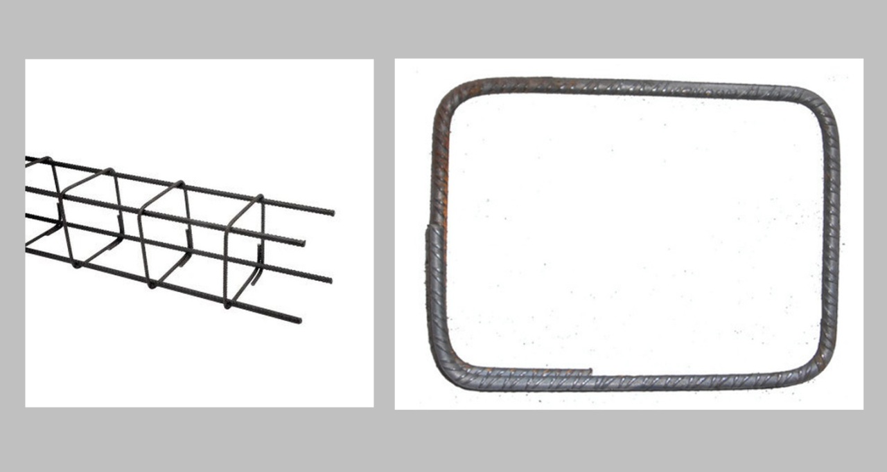 Armadura de una viga (izquierda) y estribo (derecha)