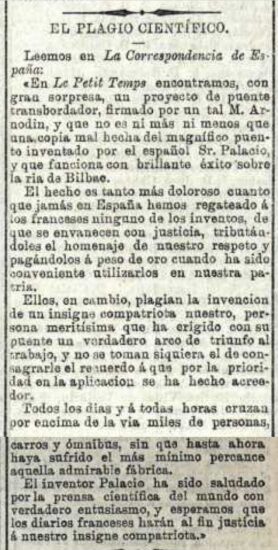 EL PLAGIO CIENTÍFICO. / El Noticiero Bilbaíno, 10/02/1895