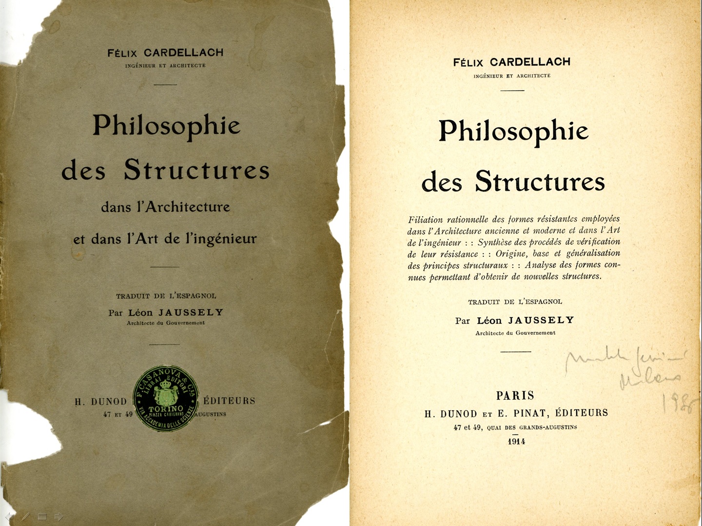 Philosophie des Structures. Félix Cardellach. París, 1914. / Colección Joaquín Cárcamo Martínez.