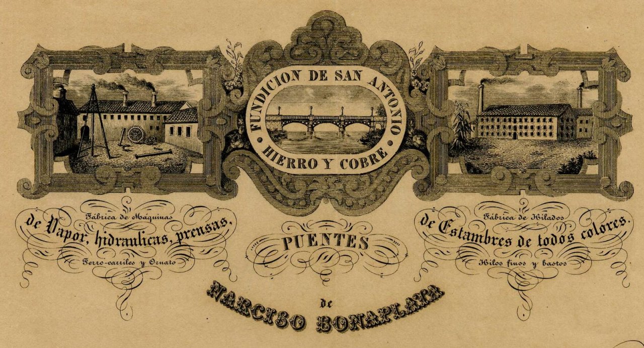 Logotipo de la Fundición Bonaplata en una factura de 1852. / facturasdesevilla.blogspot.com